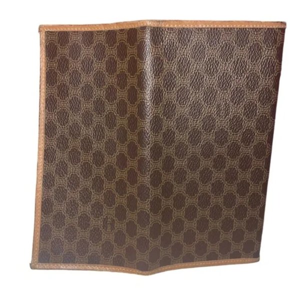 Celine Macadam Long Canvas Vintage Brown & Tan Continental Bifold Wallet Unisex - Picture 6 of 12